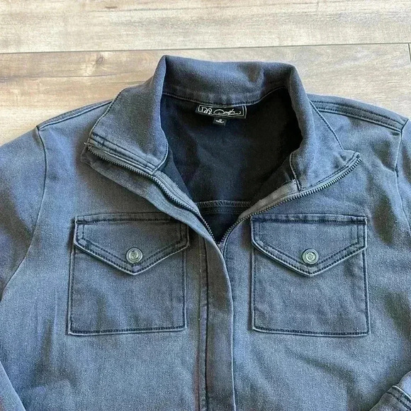 DG2 Diane Gilman Gray Utility Jacket Cotton Sz S - Picture 2 of 7